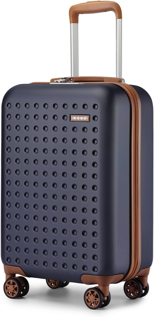 Kono Carry On Luggage 22x14x9 Airline Approved Lightweight Hardside Suitcase with Spinner Wheels & Built-in TSA Lock (Navy, 20 Inch)