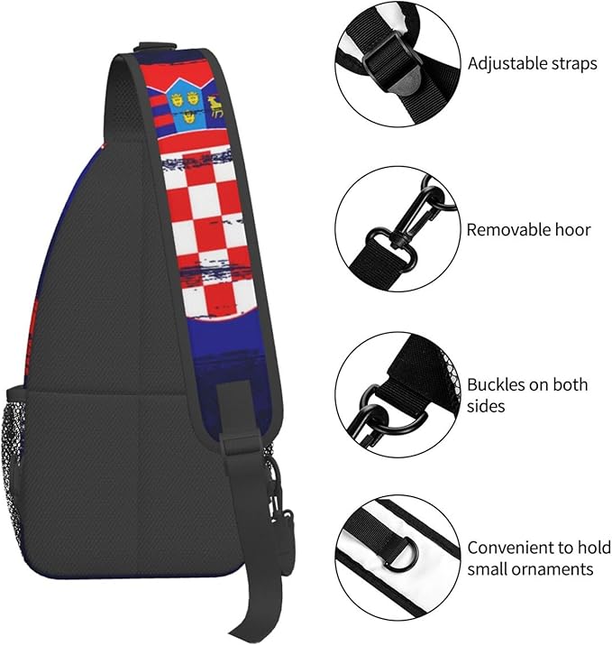 Croatia Flag Sling Bag Multipurpose Crossbody Sling Backpack Travel Cycling Hiking Shoulder Bag For Women Men