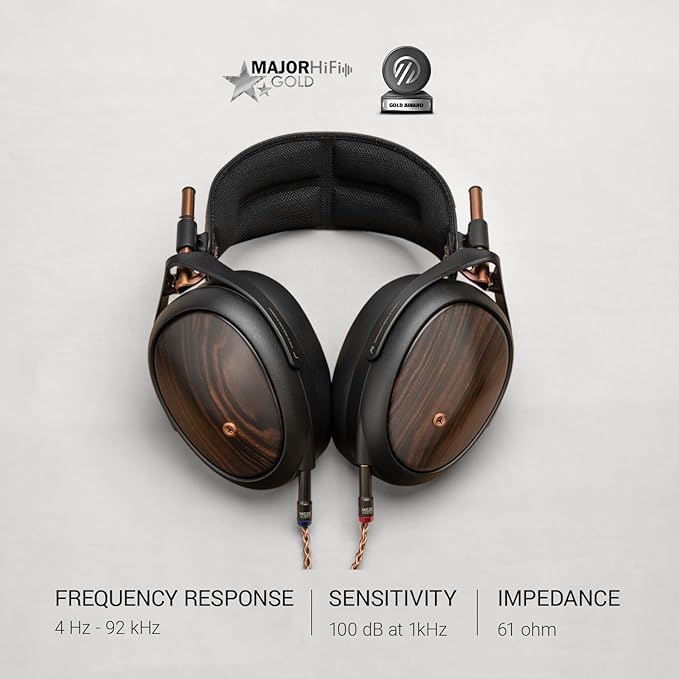 MEZE AUDIO | LIRIC 2nd Generation | Wired Over-Ear Closed-Back Planar Magnetic Headphones for Audiophiles | Macassar Ebony Wood Earcups | Detachable Magnetic Earpads | Premium Braided Cable Included