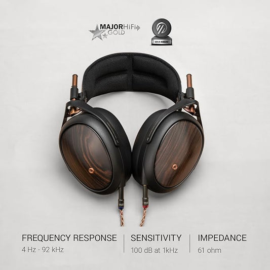 MEZE AUDIO | LIRIC 2nd Generation | Wired Over-Ear Closed-Back Planar Magnetic Headphones for Audiophiles | Macassar Ebony Wood Earcups | Detachable Magnetic Earpads | Premium Braided Cable Included