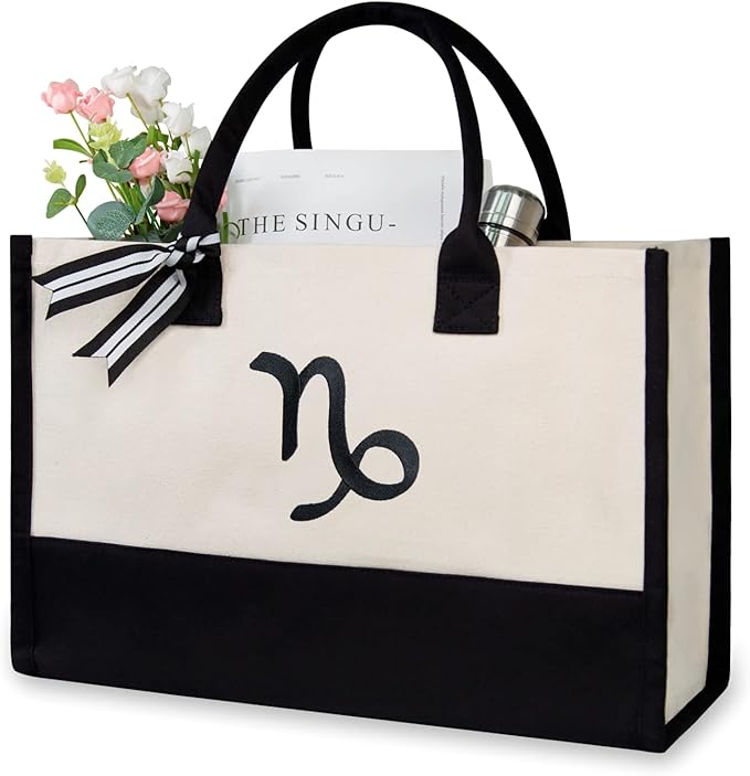 TOPDesign Personalized Initial Canvas Beach Bag, Monogrammed Gift Tote Bag for Women