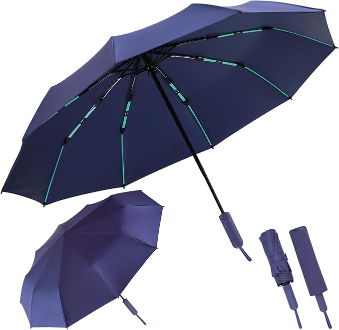 Folding Umbrella Anti-UV Compact Durable Folding Umbrella Auto Open Close Windproof Travel Umbrella Premium Grip Fits Backpack