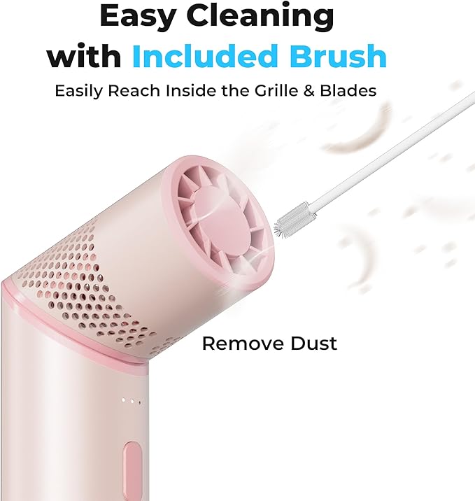 COMLIFE Portable Handheld Turbo Fan with Rotatable Head, 22H Run Time, 14000RPM High Speed Motor, 3 Speeds & Metal Tube Body, Mini Yet Powerful Pocket Rechargeable for Travel Outdoor Beach-Pink