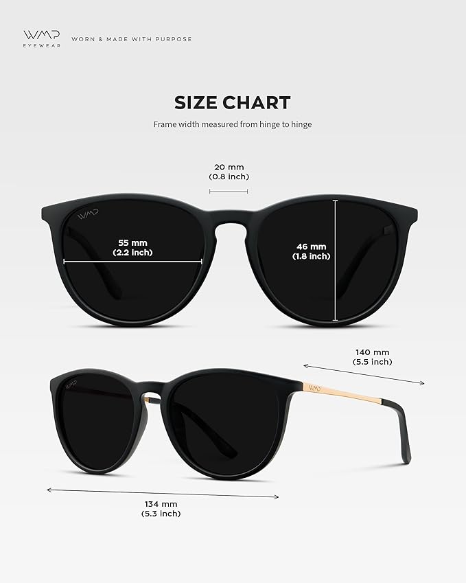 WearMe Pro Round Polarized Sunglasses for Women - UV400 Protection, Lightweight Frame, Vintage Retro Style