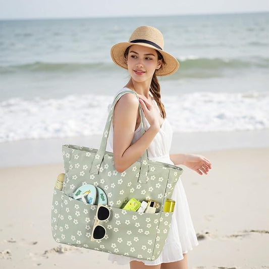 Bluboon Waterproof Beach Tote Pool Bags for Women Ladies Extra Large Carry On Bag With Wet Compartment for Weekender Travel