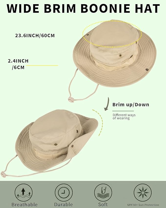 Sun Hats for Men Women Bucket Hat UPF 50+ Boonie Hat Foldable UV Protection Hiking Beach Fishing Summer Safari