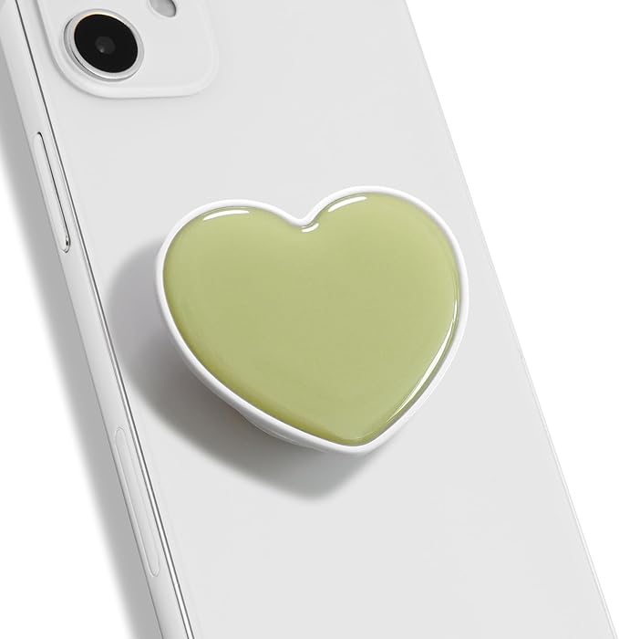 OnTheGrip Cute Solid Macaron Color Heart Shape Collapsible Mobile Phone Grip Stand Holder for Smartphone Tablet Cell Phone Accessory (Ocean Green)