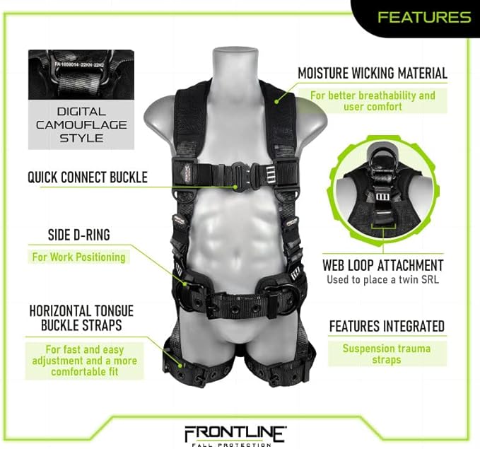 Frontline Full Body Harness | Suspension Trauma Straps| OSHA & ANSI Compliant