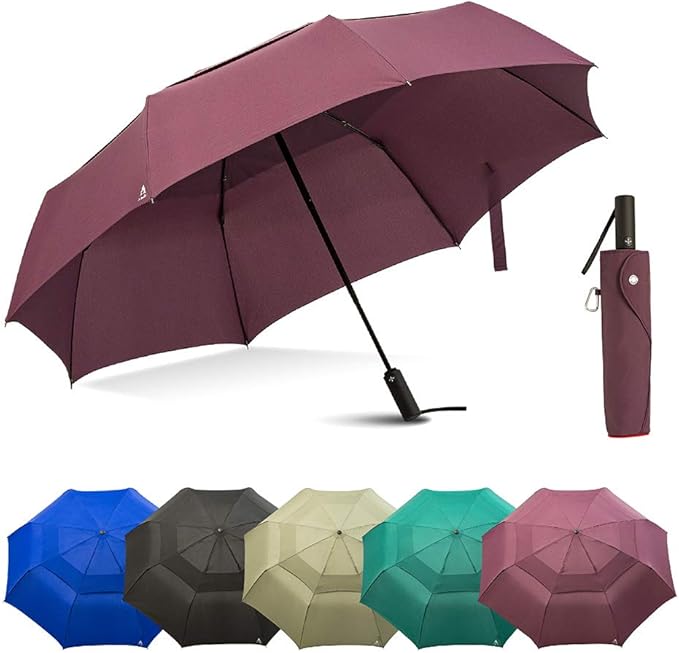 Portobello Large Umbrella For Rain - Big 54 Inch Double Vented Canopy, Folds Into Travel Size, Big Enough To Fit In 2 Adults, Heavy Duty, Sturdy, Windproof W/Auto Open Close