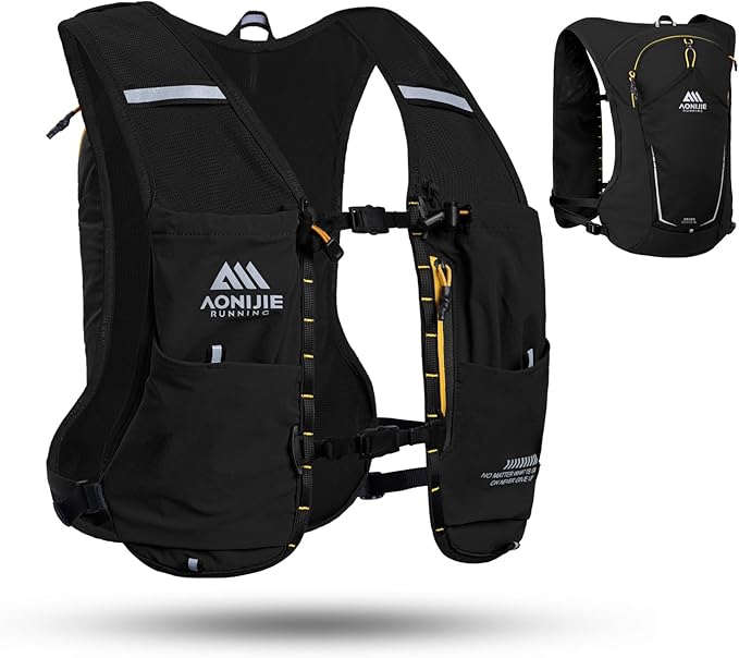 AONIJIE Running Hydration Vest for Men & Women, 8L Hydration Backpack, Multiple Pocket Designs for Water Bottles/Bladders, Lightweight Breathable for Hiking, Climbing, Marathon & Cycling - Green