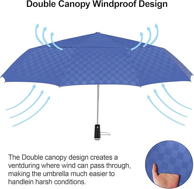 Satol 46/54/62 Inch Large Golf Umbrella, Windproof 10 Ribs Automatic Open/Close Oversize Double Canopy Vented Portable Folding Travel Umbrellas, UPF 50+ Sun & Rain Compact Umbrellas for Outdoor