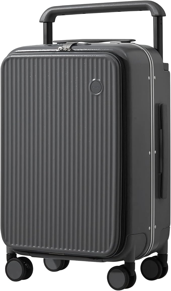 mixi Luggage Suitcases with Spinner Wheels 24'' Travel Luggage with Front Laptop Pocket, Wide Handle PC Hardshell Suitcase with TSA Lock, Checked Luggage(Rock Grey)