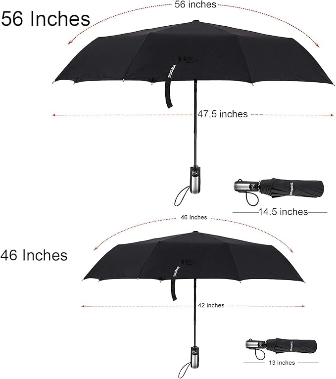 TradMall 3 Pack Travel Umbrella Windproof Portable 46/56 Inches Large Canopy Auto Open & Close
