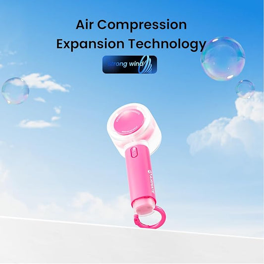 AIRMATE Portable Handheld Fan, 5 Wind Speed Adjustable, 3000mAh Battery Rechargeable, Durable Motor, 13000RPM Super Powerful Wind, Personal Turbo Hand Held Mini fan for Makeup/Travel/Outdoor (Pink)
