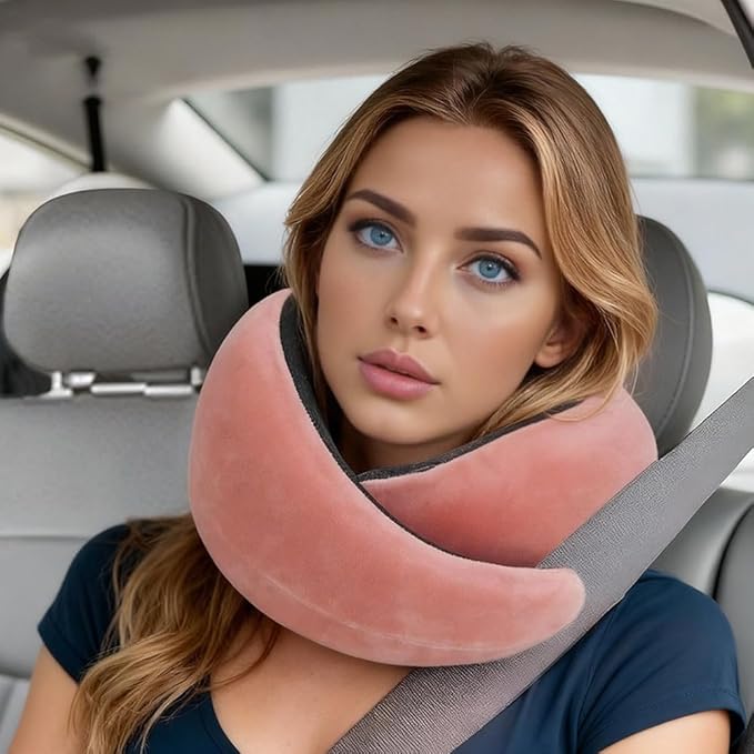 Snail Flexible Neck Pillow, Airplane Travel Pillow, Premium Memory Foam Travel Pillow, 360° Ergonomic Design, Asymmetrical Sides, Suitable for Office, Automotive, Washable Pillowcase