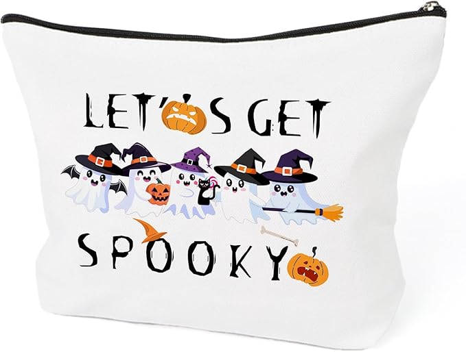 Halloween Gifts for Women Halloween Birthday Gifts Boo Basket Stuffers for Women Teenager Girl Gift Ideas Cosmetic Bag Cute Makeup Bag Boo Basket Stuffers