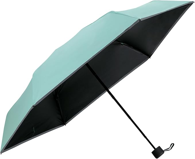 GAOYAING Mini Compact Travel Umbrella with Reflective Safety Stripes, Portable Folding Design with Case