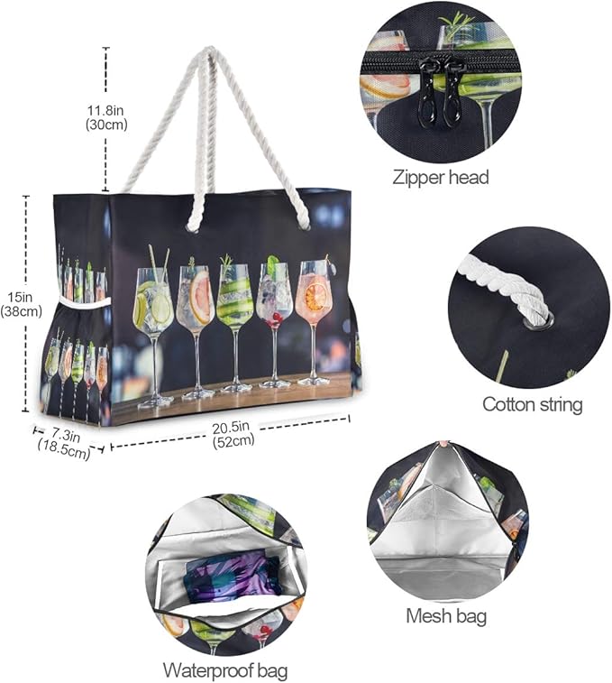 senya Large Beach Shoulder Bags Canvas Tote Water Resistant for Gym Travel Daily