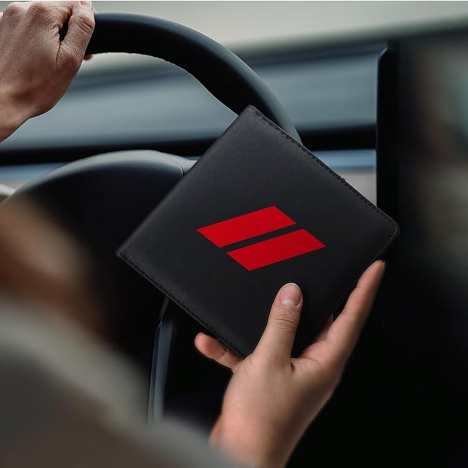 Leather Car Registration and Insurance Cards Holder Compatible with Dodge Challenger Charger SRT RAM Auto Accessories, Vehicle Glove Box Car Organizer with Magnetic Shut