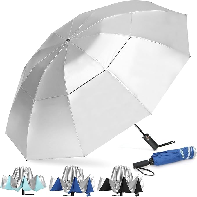 62/54/46 Inch Umbrellas for Rain Large Travel Compact Golf Umbrella Inverted Windproof Double Canopy 10 Ribs Automatic Open/Close UPF50+ Sun UV Protection