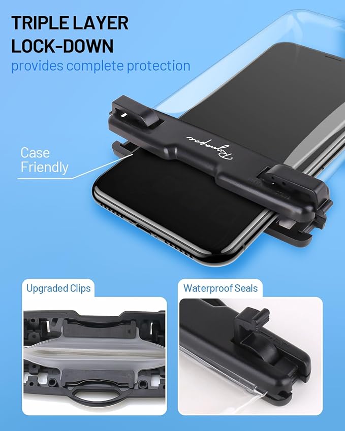 Waterproof Phone Pouch Bag - 7.5in Water Proof Cell Phone Case for Beach Travel Must Haves, Waterproof Phone Holder with Lanyard for iPhone 16 15 14 Pro Max Galaxy S24+ Pixel 8 Pro, Cruise Essentials