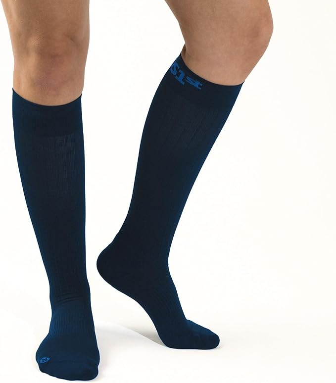 Medical Grade Compression Socks for Men & Women 15-20 mmHg by OrthoSleeve (Navy, Large)