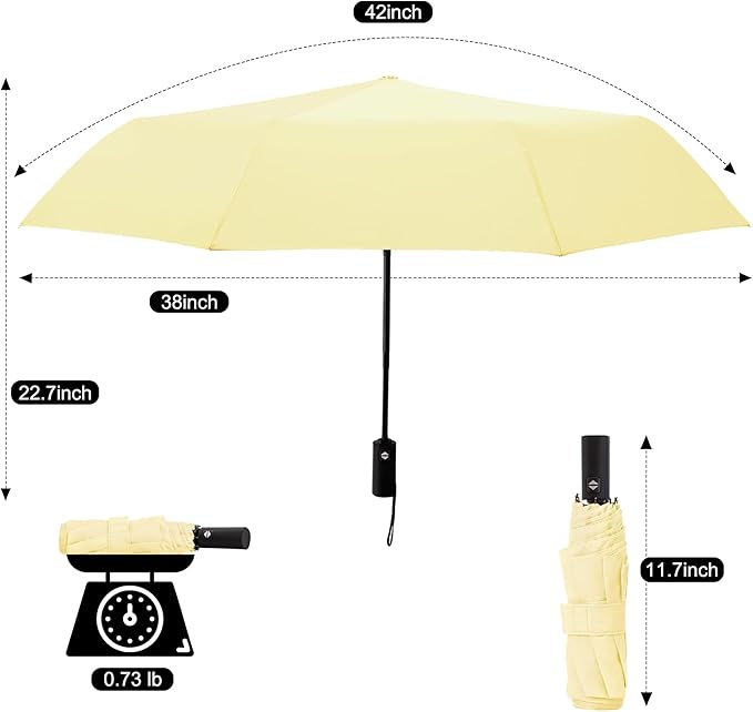 SoulRain Travel Umbrella - Compact Umbrella for Rain - Perfect Large Auto Folding Umbrella - Ideal Car umbrella, Small umbrella, and Travel Companion