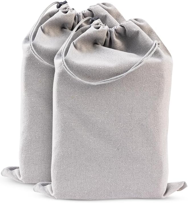 LFH Cotton Rich Shoe Storage Bags with Drawstring, Dustproof Breathable Reusable Organizer, Perfect For Travel, Dorm, Hotel, College, Gym, Easy to Carry, Machine Washable 12"x17" (Pack of 2) - Grey