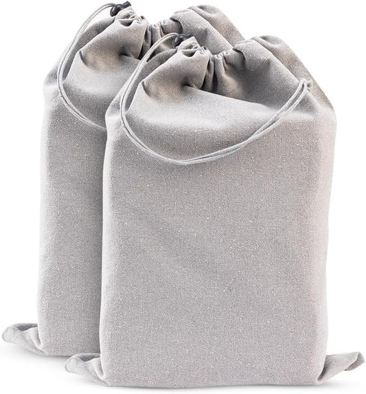LFH Cotton Rich Shoe Storage Bags with Drawstring, Dustproof Breathable Reusable Organizer, Perfect For Travel, Dorm, Hotel, College, Gym, Easy to Carry, Machine Washable 12"x17" (Pack of 2) - Grey