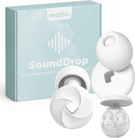 SoundDrop by Matló – Reusable Noise-Reducing Earplugs for Sleep, Focus & Sound Sensitivity – Soft Silicone + Compact Case