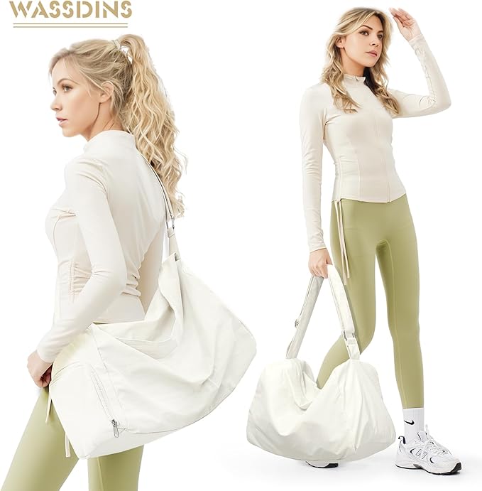 Large Gym Bag with Shoe Compartment, Workout Sport Duffle Bag for Women Travel, Waterproof Shoulder Overnight Bags Lightweight Carry on Tote Bags for Swim, Yoga, Dance