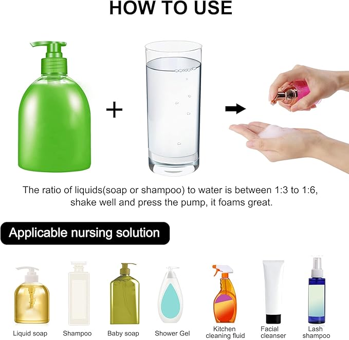 8 Pcs 1oz 30ml Plastic Foamer Pump Bottle Foam Dispenser Bottles Mini Liquid Foaming Bottles for Refillable Travel Hand Soap Foaming,Shampoo,Castile,Cleaning (Rose Gold+Clear)