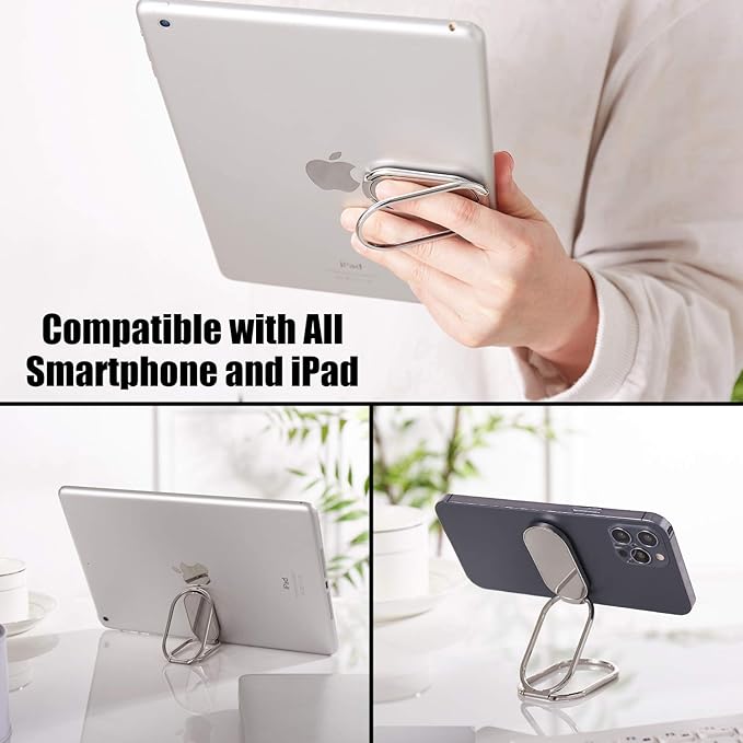 Phone Ring Holder Finger Kickstand Foldable Cellphone Back Stand 360° Rotation Metal Ring Grip Holder for Magnetic Car Mount Compatible with iPhone iPad Smartphone