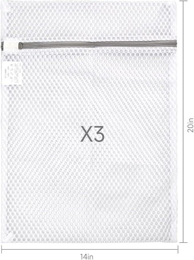 GOGOODA Mesh Laundry Bags for Delicates, 3-Pack Medium Large Honeycomb Mesh Lingerie Bags, Zipper Closure for Bras, Underwear & Baby Clothes