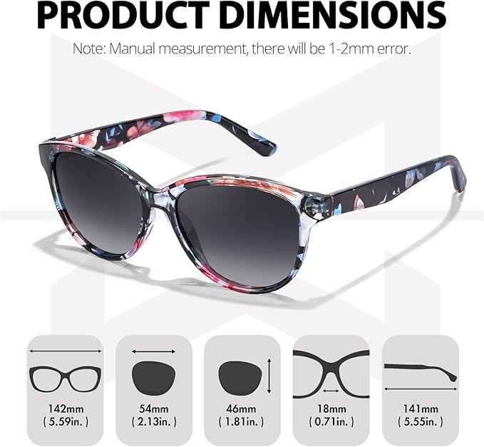 Myiaur Polarized Sunglasses for Women, Trendy Cat Eye Sun Glasses UV400 Protection Classic Retro Shade 2 Pack