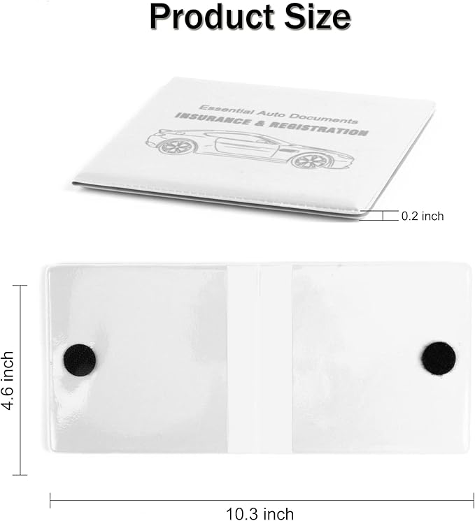 UYYE Car Registration & Insurance Card Holder, 2-Pack - White, Waterproof, 4-Compartment, Unisex-Adults Car Organizer