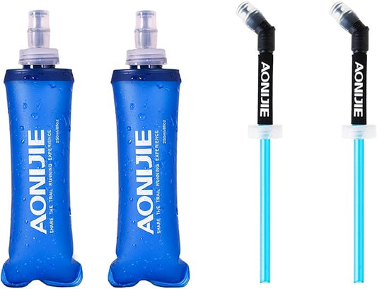 Azarxis TPU Soft Flask Collapsible Water Bottles BPA-Free 250ml 350ml 500ml 600ml for Hydration Vest Pack Running Hiking Cycling Climbing