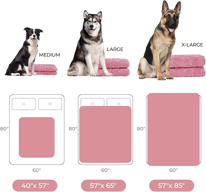 Luciphia Waterproof Dog Blanket for Medium Large Dogs Washable Bed Couch Protector Soft Fluffy 3D Heart Jacquard Pet Blanket with Sherpa Fleece Cozy Calming Throw Blankets， Pink 85x57 inch