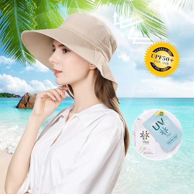 Comhats S/M/L/XL/XXL Womens Summer Flap Cover Cap Cotton UPF 50+ Sun Shade Hat with Neck Cord