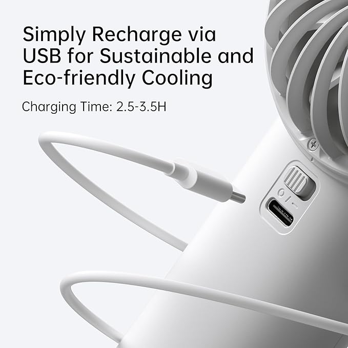 JISULIFE Handheld Portable Fan with Powerful Motor,LED Display,3600mAh Battery,5 Wind Speeds,Lanyard; Summer Essentials USB Rechargeable Hand held Fan for Travel,Beach,Makeup,Concerts-Gery