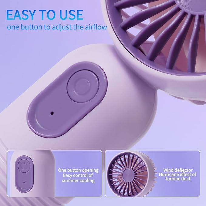 JODNO Mini Portable Fan 6 Pack, Cute Handheld Fan Battery Operated Lightweight Small Personal Fans with 3 Speeds and USB Rechargeable Eyelash Fans for Women Men Office Outdoor Travel Camping