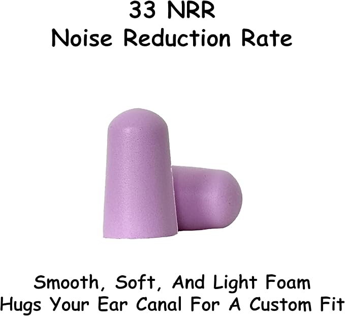 Homie Foam Earplugs for Sleeping, 60 Pair - 33dB Highest NRR, Comfortable Ear Plugs for Sleeping, Snoring, Travel, Concerts, Studying, Loud Noise, Work (Violet)