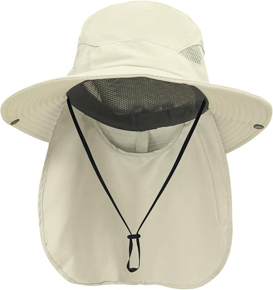 NPQQUAN Sun Hats for Men Women with Neck Flap UPF 50+ UV Protection Wide Brim Bucket Hat Safari Hiking Fishing Hats