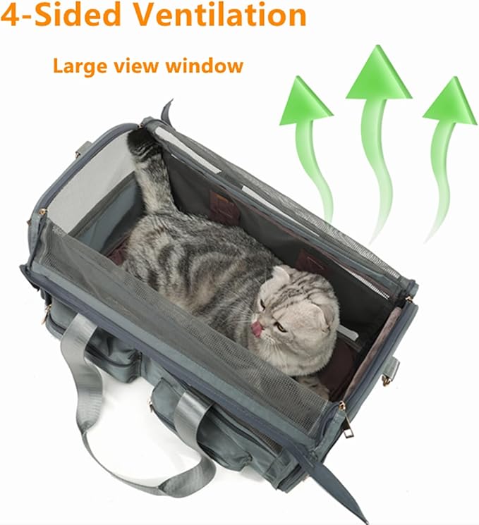 Cat Carrier, Small Dog Carrier for Small Medium Pets Up to 15 Lbs，Pet Carrier Airline Approved,Soft-Sided Puppy Travel Bag with Safety Zippers,Chihuahua Carry Case, Kitty Cloth Cage