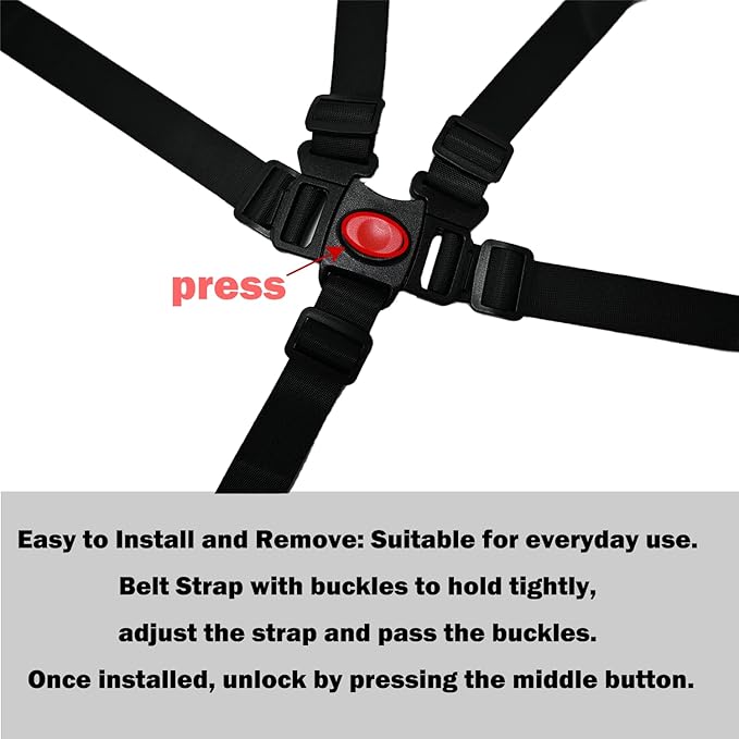 Alovexiong Universal 5 Point Harness Baby Seat Belt, Adjustable Harness Baby Safety Strap