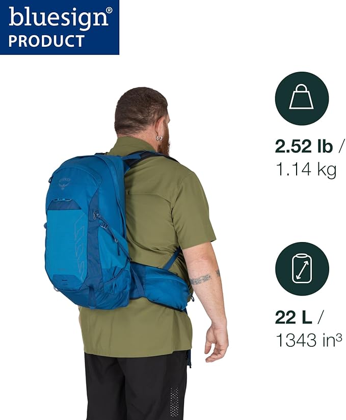 Osprey Talon 22L Men's Lightweight Hiking Backpack - Small Daypack for Travel & Camping, Green Canopy/Pine Leaf, Extended Fit
