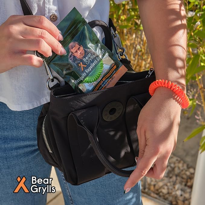 Bear Grylls Mosquito Repellent Bracelets – Natural Essential Oils | Family Pack (10‑Pack) | Child‑Friendly | Non‑Toxic | Reusable Outdoor Wristbands | Individually Wrapped
