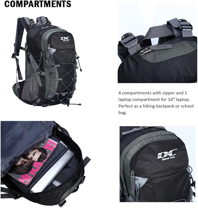 Diamond Candy Waterproof Hiking Backpack for Men and Women, Lightweight Day Pack for Travel Camping
