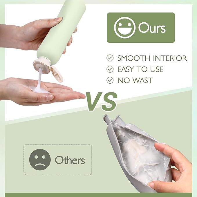 ASEVAT 8.8oz 4Pcs Plastic Refillable Travel Shampoo And Conditioner Bottles With Flip Cap