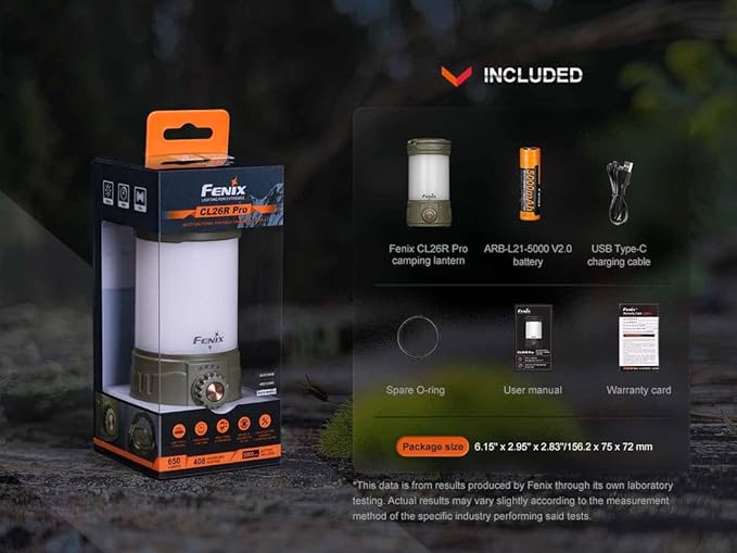 Fenix CL26R Pro Camping Lantern, White Marble, 650 lumens Bright, USB Rechargeable , Compact and Portable Perfect for Hurricane, Emergency, Hiking, Power Outage with LumenTac Organizer